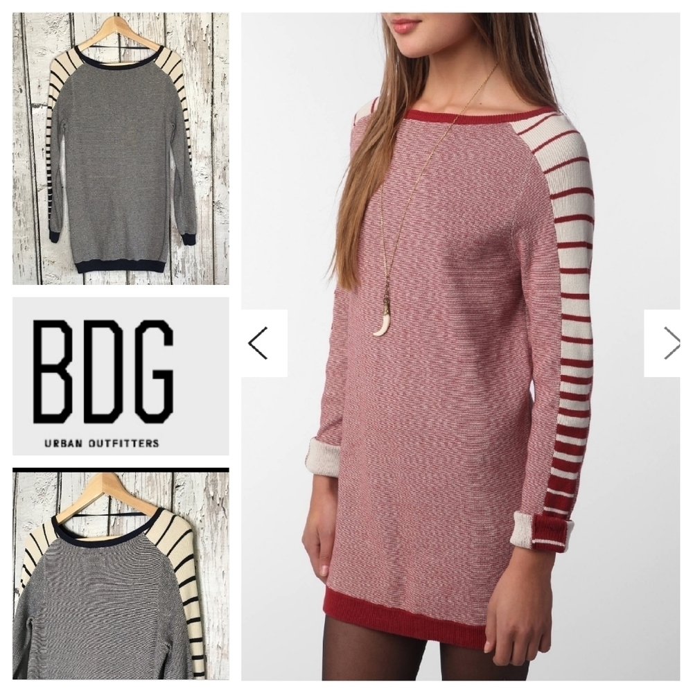BDG Urban Outfitters Navy Striped Raglan Sleeve Sweater Dress‎ XS